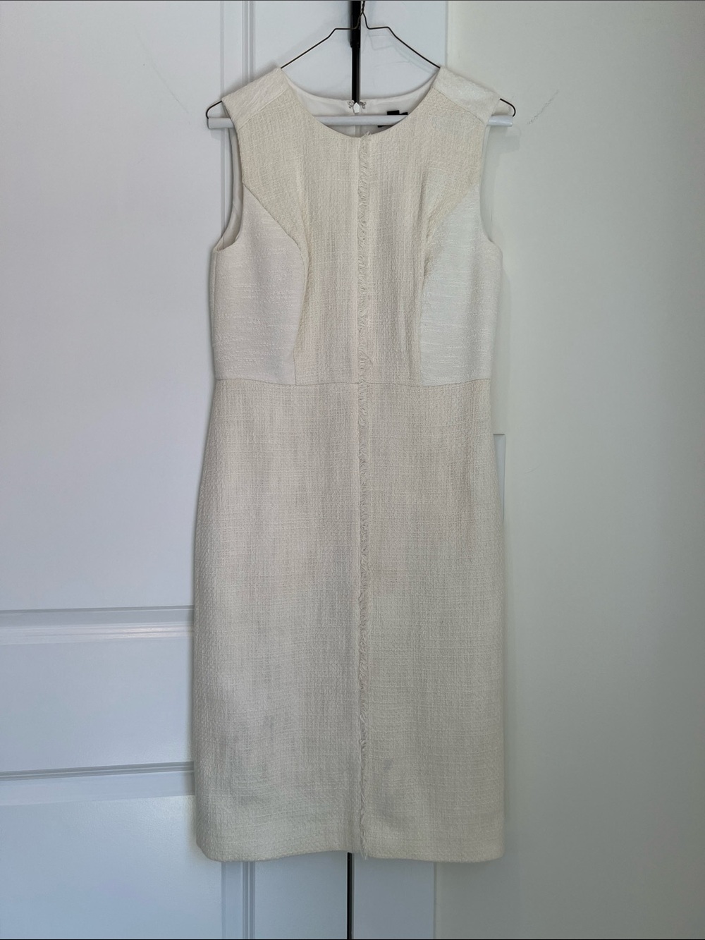 Ann Taylor Cream Textured Sleeveless Midi Dress